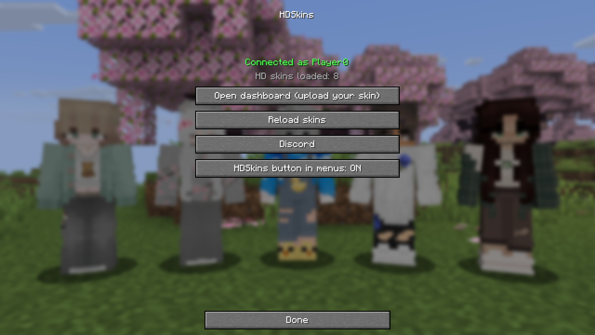 The HDSkins screen