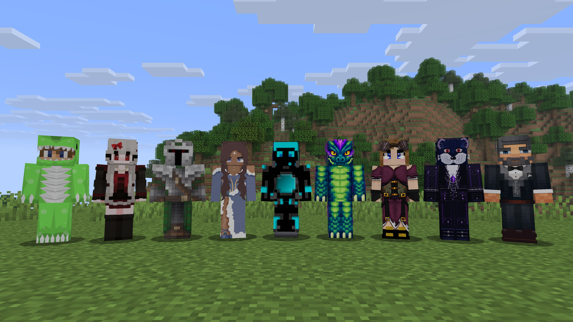 Nine very different HD skins side by side