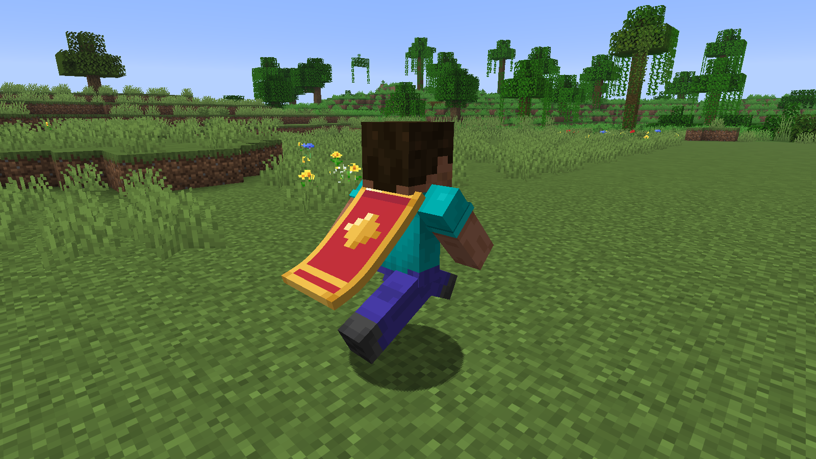 Sprinting with a cape, seen from behind